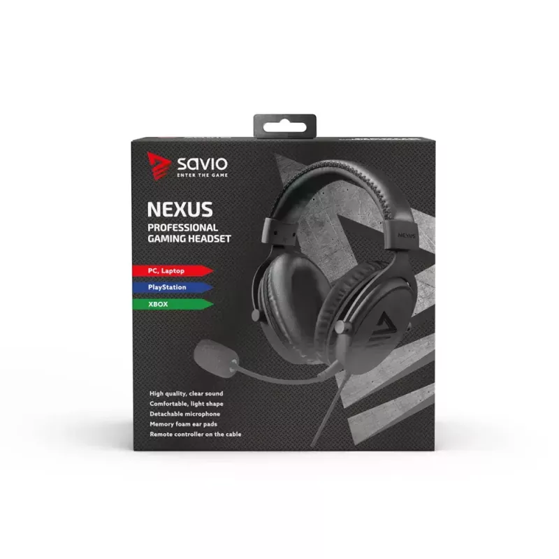 Ausinės Savio NEXUS laidinės žaidimams juodos