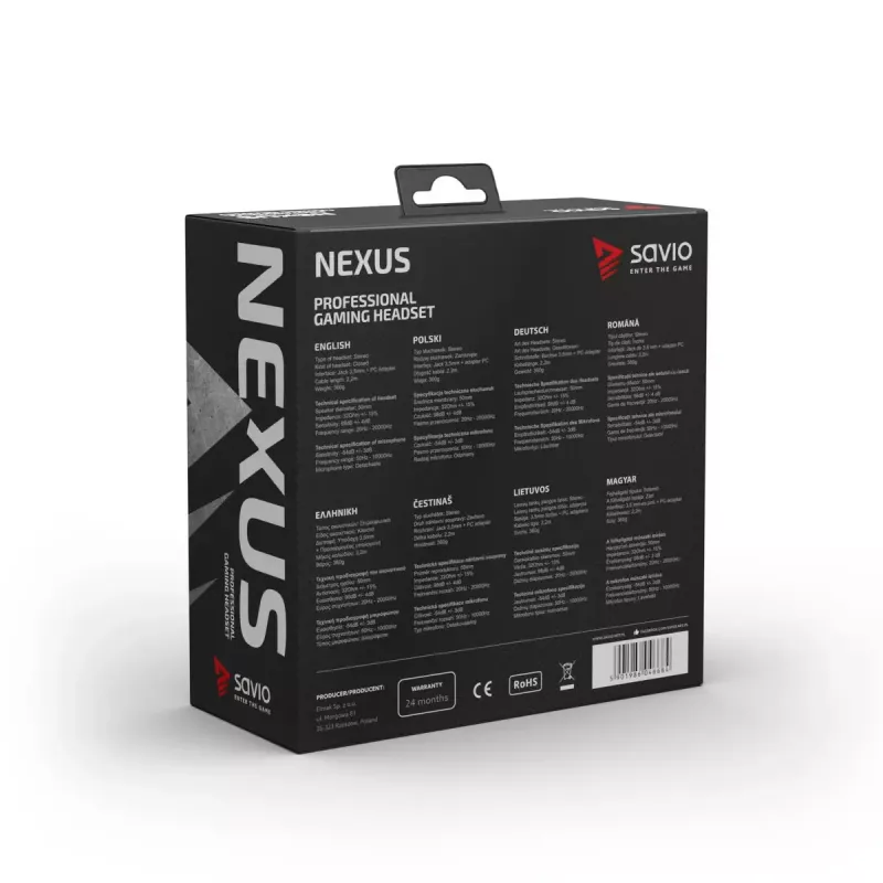 Ausinės Savio NEXUS laidinės žaidimams juodos