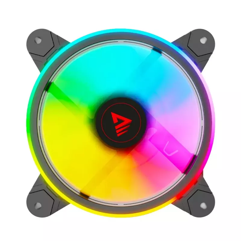 120 mm ARGB korpuso ventiliatorius 4 vnt. rinkinys SAVIO FAN-01 su valdikliu ir nuotolinio valdymo pulteliu, 12 V, 1200 aps./min., 25 dB (juodas)