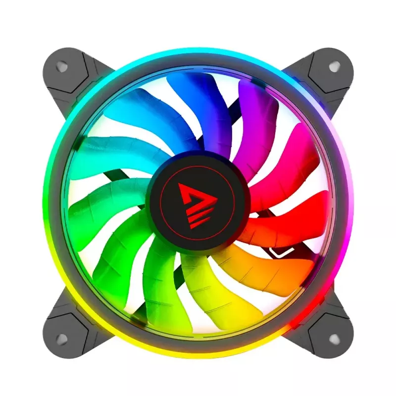 120 mm ARGB korpuso ventiliatorius 4 vnt. rinkinys SAVIO FAN-01 su valdikliu ir nuotolinio valdymo pulteliu, 12 V, 1200 aps./min., 25 dB (juodas)