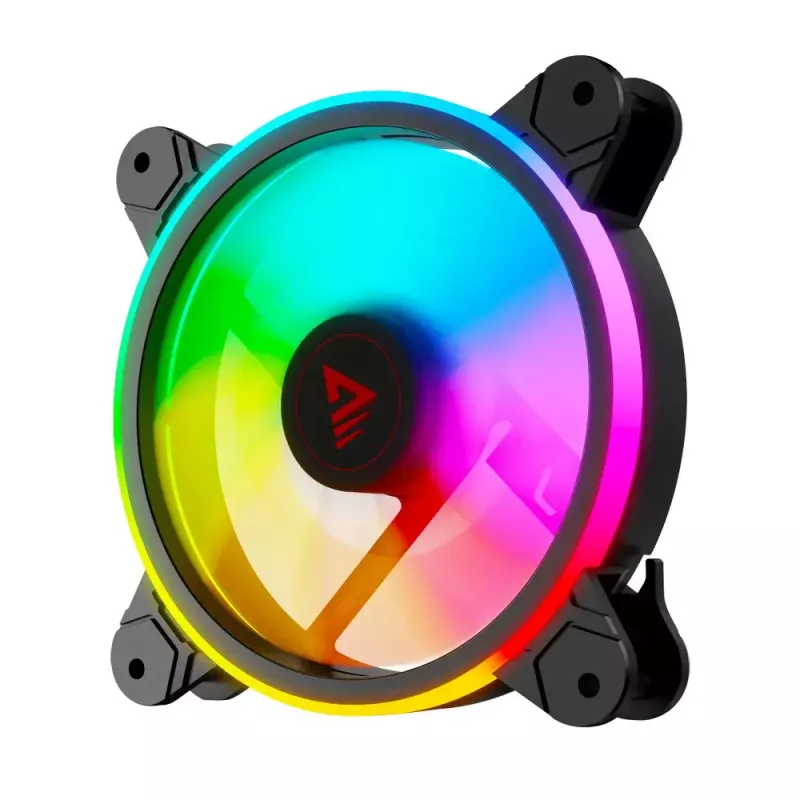 120 mm ARGB korpuso ventiliatorius 4 vnt. rinkinys SAVIO FAN-01 su valdikliu ir nuotolinio valdymo pulteliu, 12 V, 1200 aps./min., 25 dB (juodas)