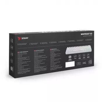 Savio WHITEOUT X2 RED žaidimų klaviatūra USB QWERTY mechaninė 61 klavišas