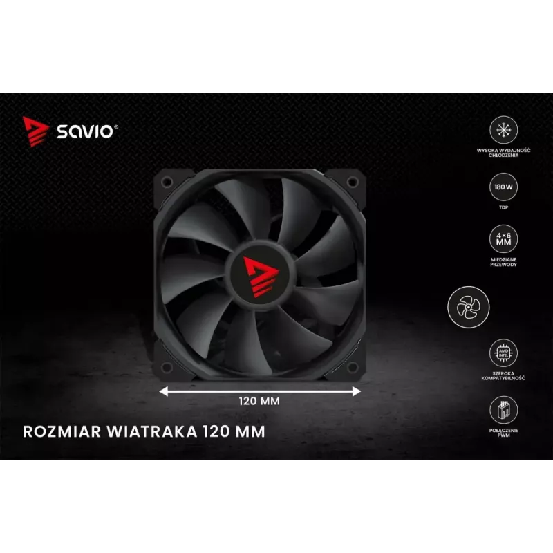 CPU oro aušintuvas SAVIO Vortex X2 Juoda – 120 mm ventiliatorius, 157 mm aukštis, PWM, suderinamas su LGA 2066