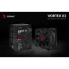CPU oro aušintuvas SAVIO Vortex X2 Juoda – 120 mm ventiliatorius, 157 mm aukštis, PWM, suderinamas su LGA 2066