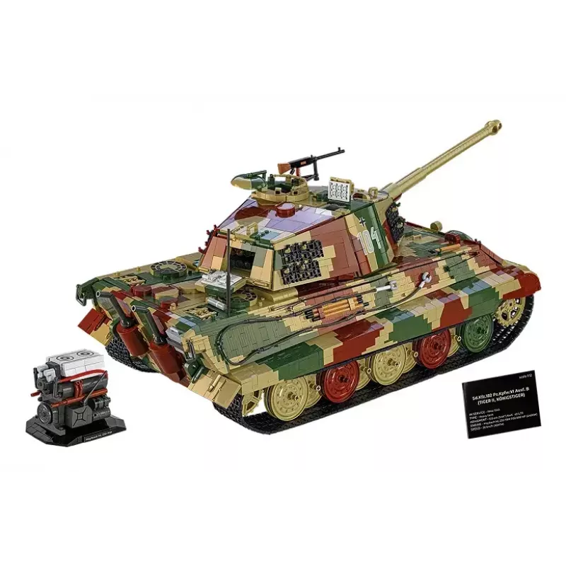Statybinis žaislinis tankas Cobi Tiger II King Tiger masteliu 1:12 modelis