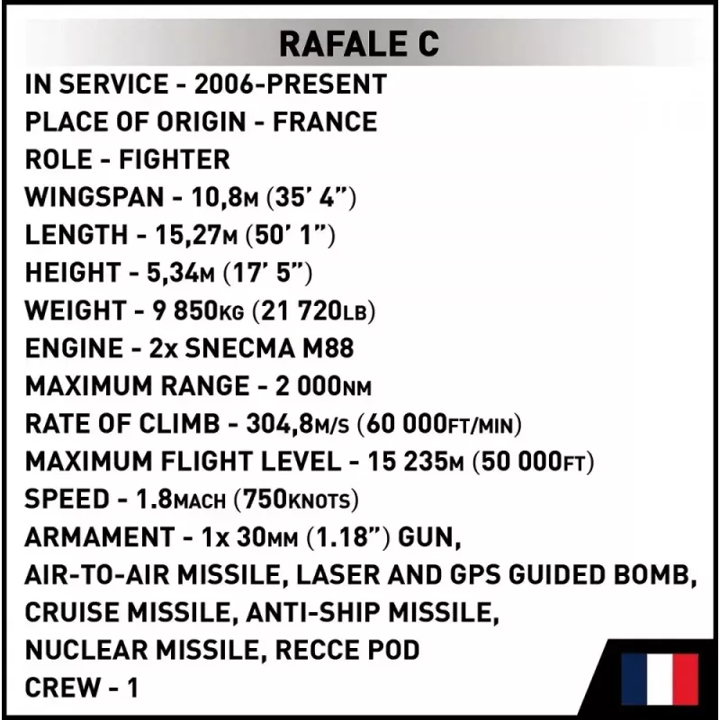 Statybinių blokelių rinkinys Cobi Rafale C 551 vnt. modelis COBl-5901