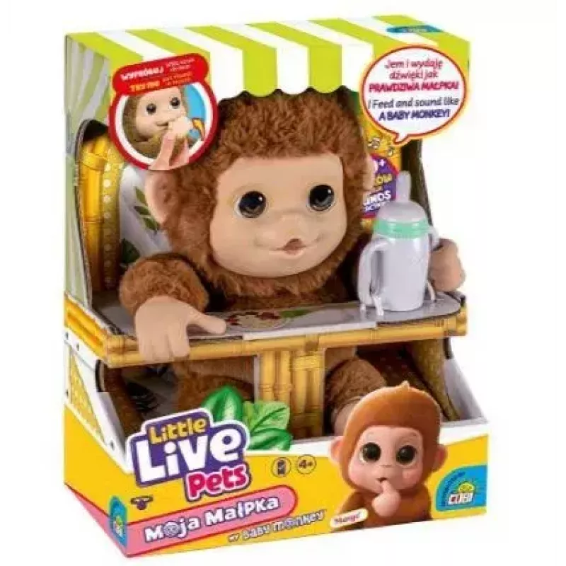 Interaktyvus žaislas Cobi Little Live Pets Monkey MO-26613 — interaktyvus gyvūnėlio žaislas su garsais ir judesiais