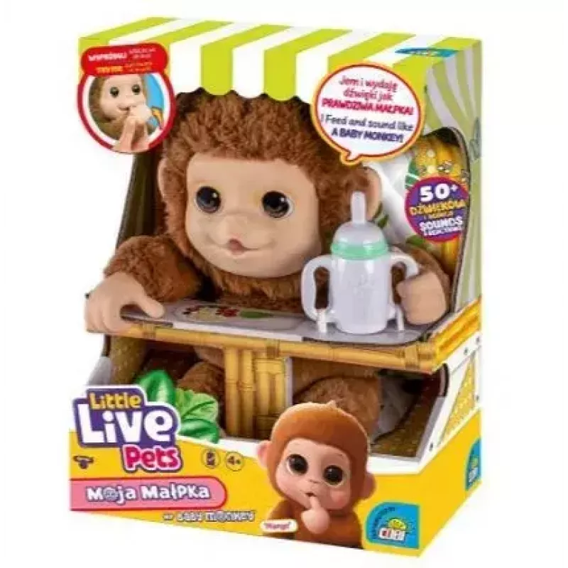 Interaktyvus žaislas Cobi Little Live Pets Monkey MO-26613 — interaktyvus gyvūnėlio žaislas su garsais ir judesiais
