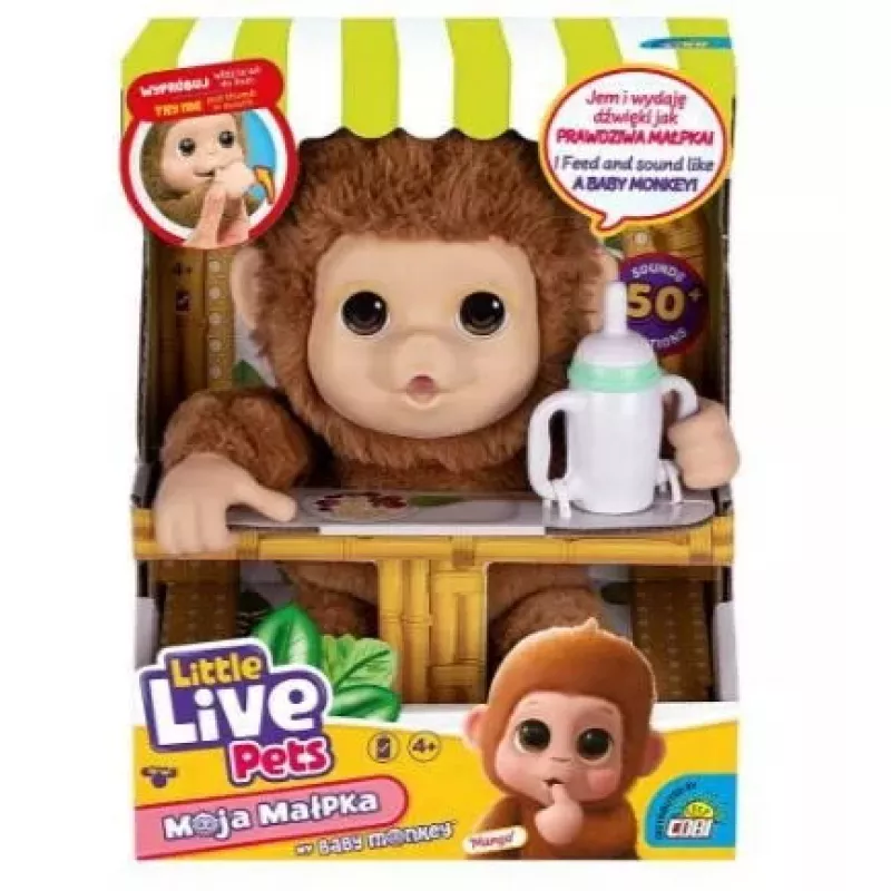 Interaktyvus žaislas Cobi Little Live Pets Monkey MO-26613 — interaktyvus gyvūnėlio žaislas su garsais ir judesiais