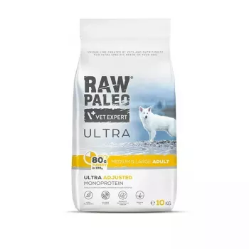 Sausas šunų maistas VETEXPERT RAW PALEO Ultra vidutiniams ir dideliems suaugusiems šunims, kalakutiena, 2 kg, be grūdų, baltymai 24,5%, riebalai 14%