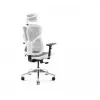 Ergonomiškas biuro krėslas Diablo Chairs V-Basic balta-pilka — reguliuojamas aukštis ir atlošas, porankiai, juosmens atrama