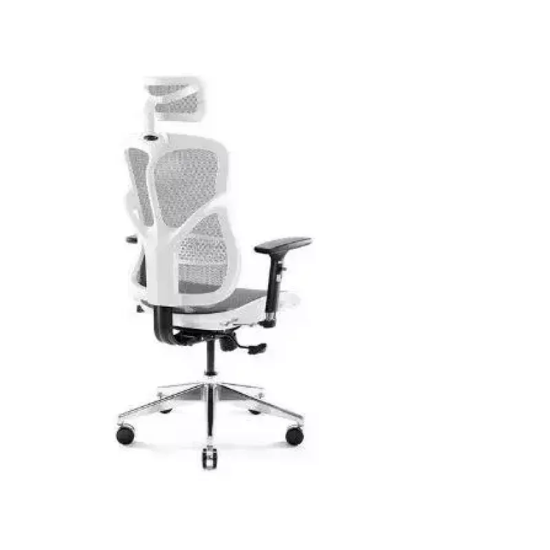 Ergonomiškas biuro krėslas Diablo Chairs V-Basic balta-pilka — reguliuojamas aukštis ir atlošas, porankiai, juosmens atrama