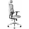 Ergonomiškas biuro krėslas Diablo Chairs V-Basic balta-pilka — reguliuojamas aukštis ir atlošas, porankiai, juosmens atrama