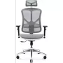 Ergonomiškas biuro krėslas Diablo Chairs V-Basic balta-pilka — reguliuojamas aukštis ir atlošas, porankiai, juosmens atrama