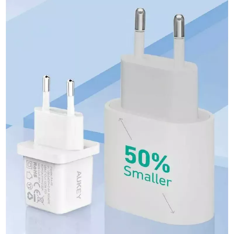 USB-C Mini Įkroviklis Aukey PA-F5 20W PD — Kompaktiškas 20W PD Greitasis Įkroviklis