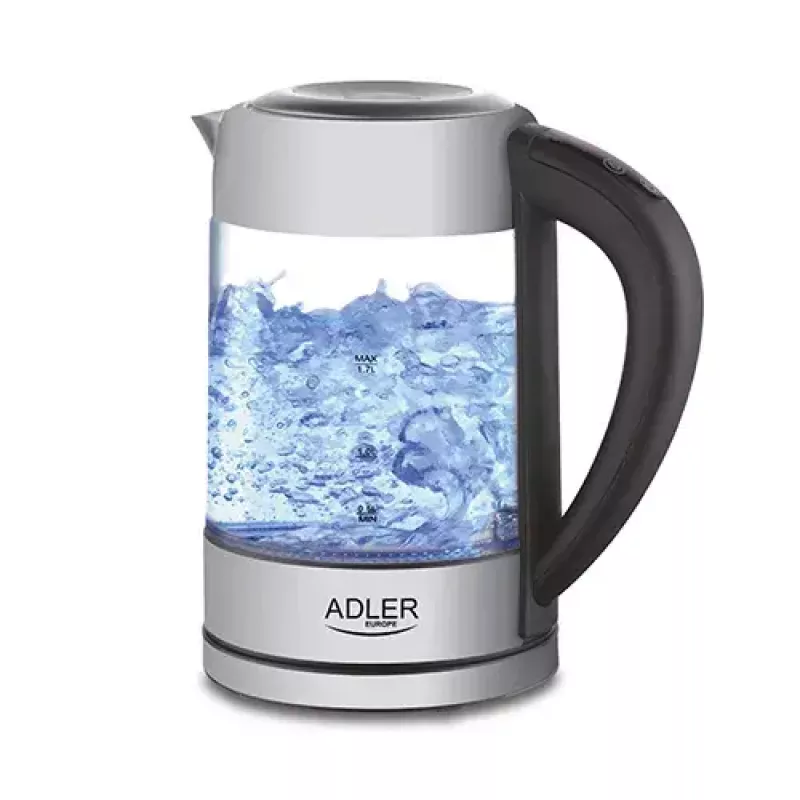 Elektrinis virdulys Adler AD 1247 1,7 L 2200 W Stiklinis korpusas Nerūdijančio plieno elementai Juodas