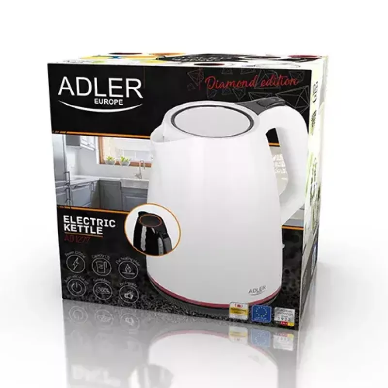 Elektrinis virdulys Adler AD 1277 1.7 L 2200 W Baltas