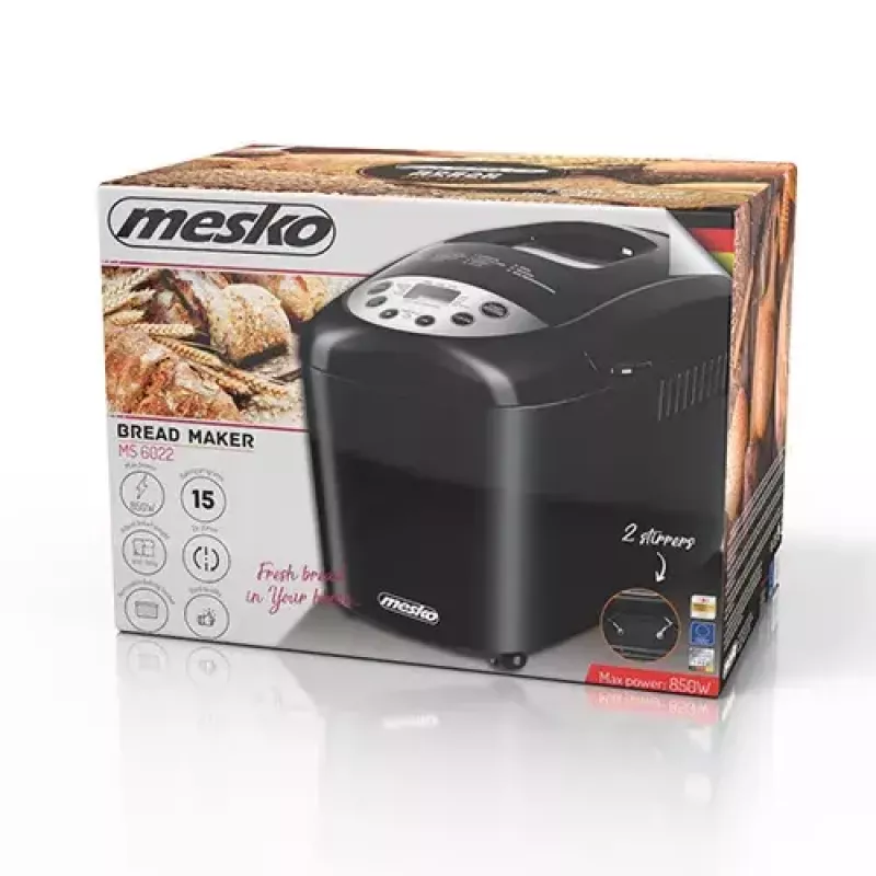 Duonkepė Mesko Home MS 6022 850 W juoda skaitmeninis laikmatis