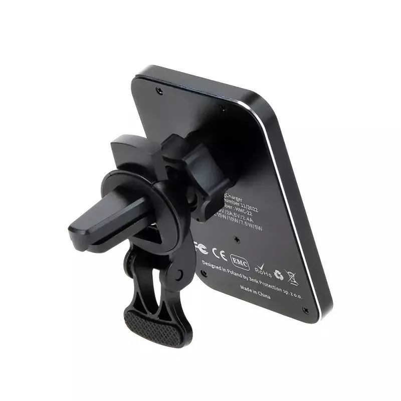 Automobilinis belaidis įkroviklis 3MK HARDY MagCharger — Auto USB-C 5/9 V, greitas belaidis įkrovimas, juodas