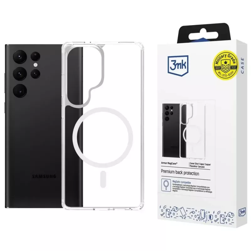 Apsauginis telefono dėklas 3MK Armor MagCase, skirtas Samsung Galaxy S25 Ultra – patvarus, lengvas, suderinamas su magnetiniais priedais