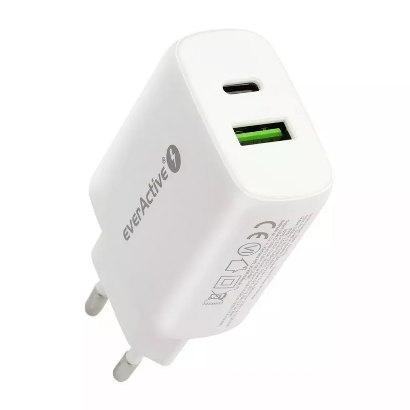 USB-C įkroviklis everActive SC-370Q 25W QC3.0 USB greitasis įkrovimas