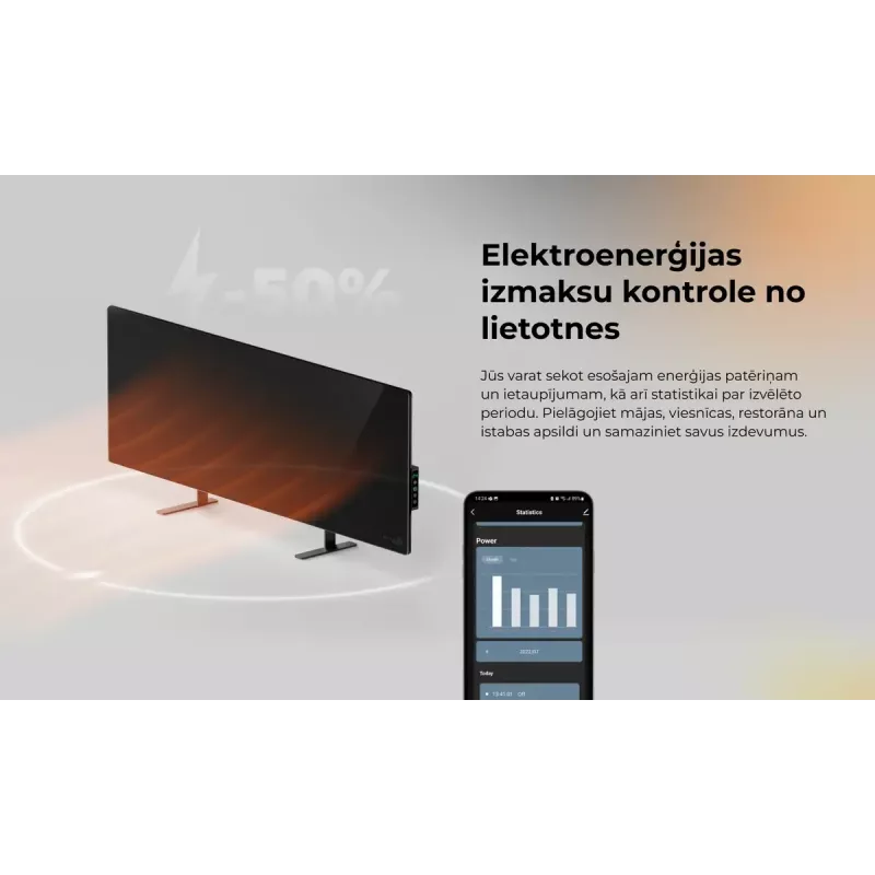 AENO Premium Eco Smart Heater AGH0005S infraraudonųjų spindulių elektrinis šildytuvas, pilka
