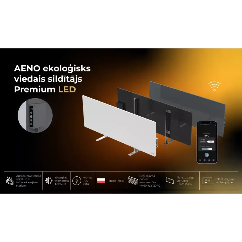 AENO Premium Eco Smart Heater AGH0005S infraraudonųjų spindulių elektrinis šildytuvas, pilka