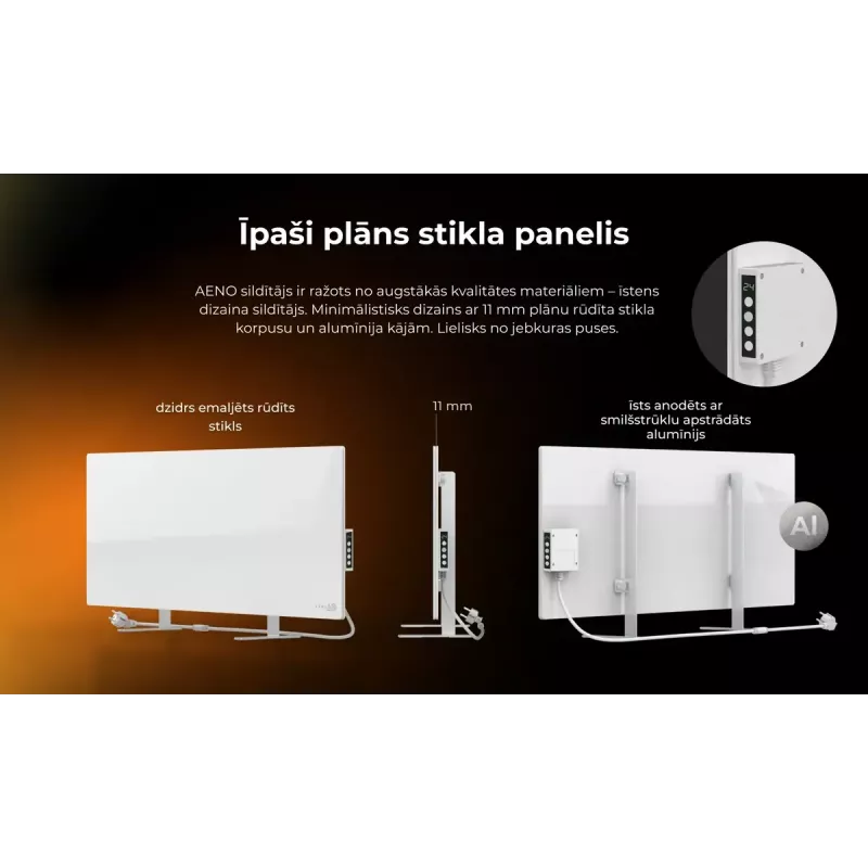 AENO Premium Eco Smart Heater AGH0005S infraraudonųjų spindulių elektrinis šildytuvas, pilka