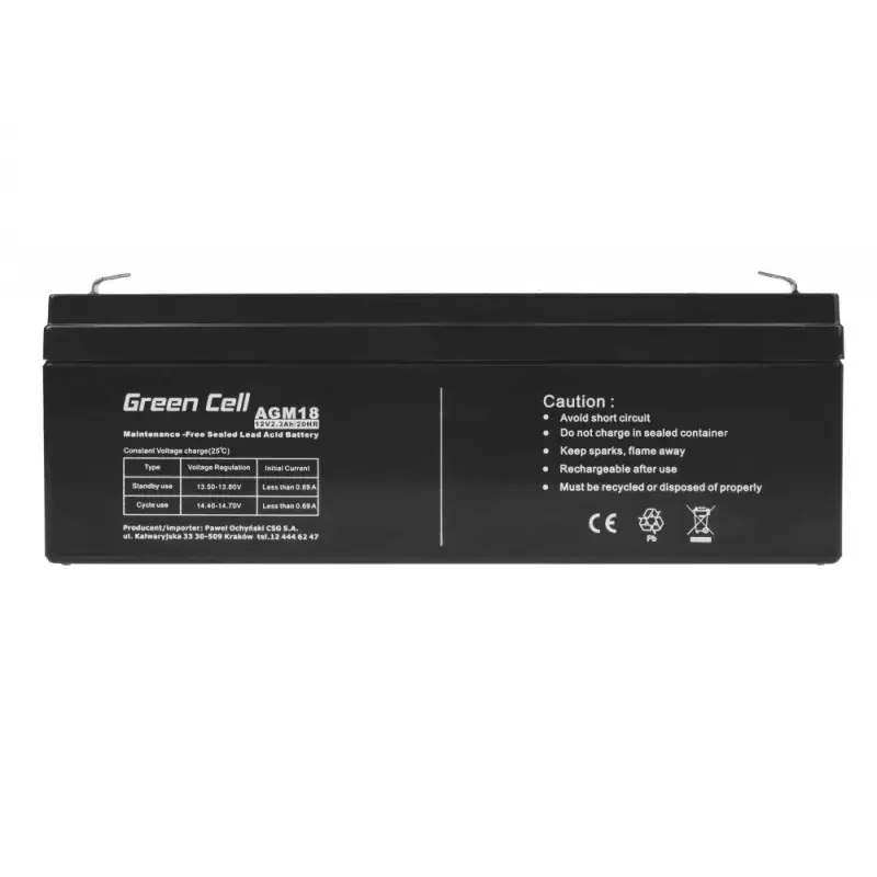 UPS akumuliatorius Green Cell AGM18 12V 2,3Ah