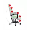 Žaidimų kėdė Huzaro FORCE 4.7 RGB White — paminkštinta medžiaginė sėdynė, maks. apkrova 140 kg, reguliuojamas aukštis 43–53 cm, pasvirimas 90–140°