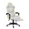 Žaidimų kėdė Huzaro FORCE 4.7 RGB White — paminkštinta medžiaginė sėdynė, maks. apkrova 140 kg, reguliuojamas aukštis 43–53 cm, pasvirimas 90–140°