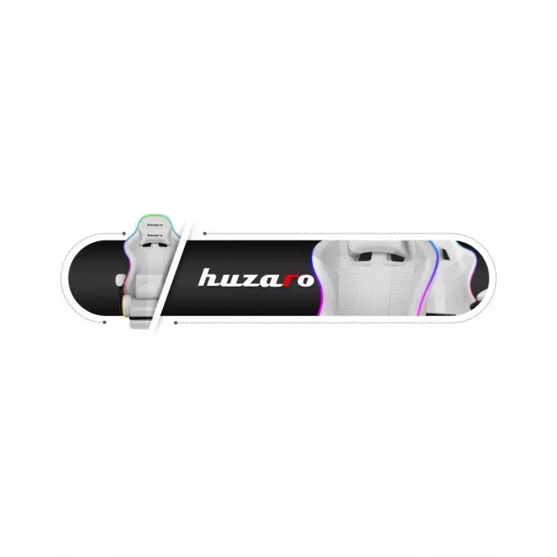Žaidimų kėdė Huzaro FORCE 4.7 RGB White — paminkštinta medžiaginė sėdynė, maks. apkrova 140 kg, reguliuojamas aukštis 43–53 cm, pasvirimas 90–140°