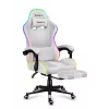 Žaidimų kėdė Huzaro FORCE 4.7 RGB White — paminkštinta medžiaginė sėdynė, maks. apkrova 140 kg, reguliuojamas aukštis 43–53 cm, pasvirimas 90–140°