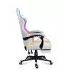 Žaidimų kėdė Huzaro FORCE 4.7 RGB White — paminkštinta medžiaginė sėdynė, maks. apkrova 140 kg, reguliuojamas aukštis 43–53 cm, pasvirimas 90–140°