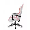 Žaidimų kėdė Huzaro FORCE 4.7 RGB White — paminkštinta medžiaginė sėdynė, maks. apkrova 140 kg, reguliuojamas aukštis 43–53 cm, pasvirimas 90–140°