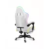 Žaidimų kėdė Huzaro FORCE 4.7 RGB White — paminkštinta medžiaginė sėdynė, maks. apkrova 140 kg, reguliuojamas aukštis 43–53 cm, pasvirimas 90–140°