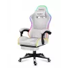 Žaidimų kėdė Huzaro FORCE 4.7 RGB White — paminkštinta medžiaginė sėdynė, maks. apkrova 140 kg, reguliuojamas aukštis 43–53 cm, pasvirimas 90–140°