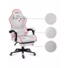 Žaidimų kėdė Huzaro FORCE 4.7 RGB White — paminkštinta medžiaginė sėdynė, maks. apkrova 140 kg, reguliuojamas aukštis 43–53 cm, pasvirimas 90–140°