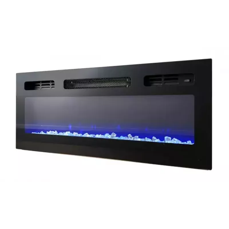 TV spintelė Cama Meble EVA su elektriniu židiniu 180×40×52 cm, baltas rėmas, blizgios baltos durys, MDF viršus