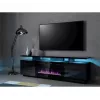 TV spintelė Cama Meble EVA su elektriniu židiniu 180x40x52 cm, juoda / blizgiai juoda