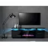 TV spintelė Cama Meble EVA su elektriniu židiniu 180x40x52 cm, juoda / blizgiai juoda