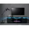 TV spintelė Cama Meble EVA su elektriniu židiniu 180x40x52 cm, juoda / blizgiai juoda