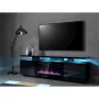 TV spintelė Cama Meble EVA su elektriniu židiniu 180x40x52 cm, juoda / blizgiai juoda