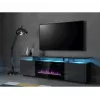 TV spintelė Cama Meble EVA su elektriniu židiniu 180x40x52 cm grafitas/blizgus grafitas