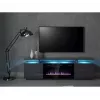 TV spintelė Cama Meble EVA su elektriniu židiniu 180x40x52 cm grafitas/blizgus grafitas