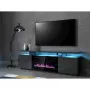 TV spintelė Cama Meble EVA su elektriniu židiniu 180x40x52 cm grafitas/blizgus grafitas