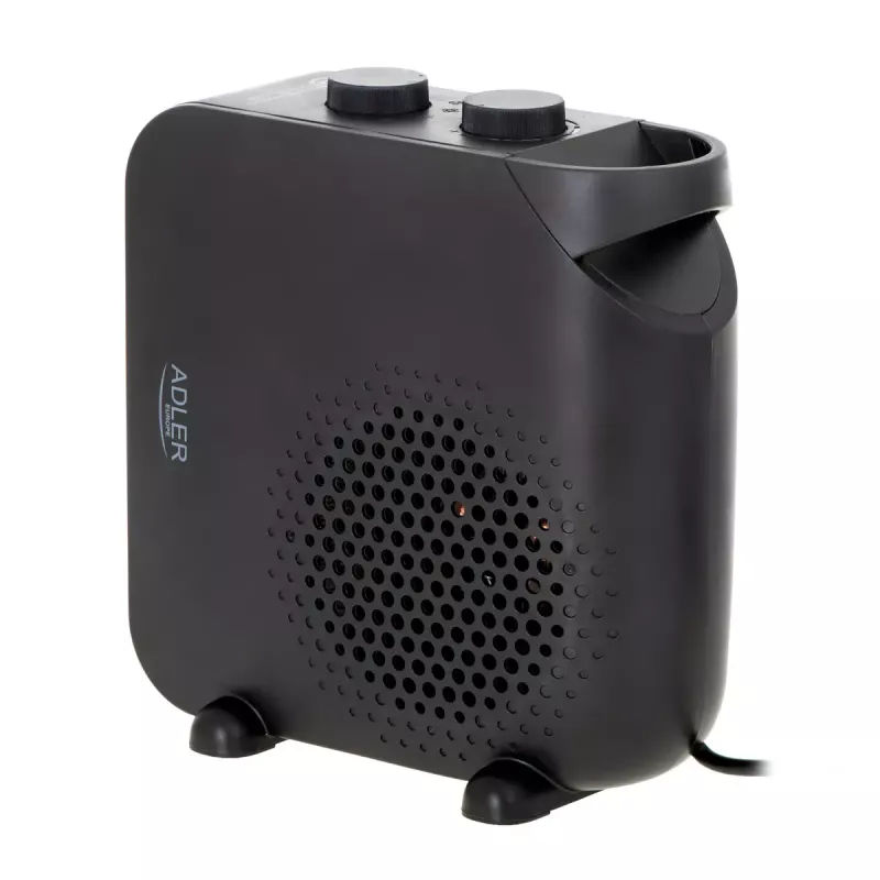 Ventiliatorinis elektrinis patalpų šildytuvas Adler AD 7725B, 2000 W, 2 galios lygiai, reguliuojamas termostatas, juodas