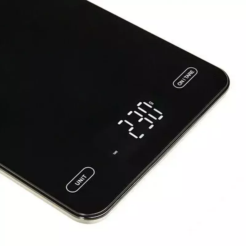 Elektroninė virtuvės svarstyklė Adler AD 3177b — 10 kg talpa, 1 g tikslumas, juoda, stiklinis viršus