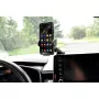 Automobilinio telefono laikiklis IBOX H-9 reguliuojamu kampu universaliai pritaikomas išmaniesiems telefonams, siurbtuko tvirtinimas, juodas, plastikinis