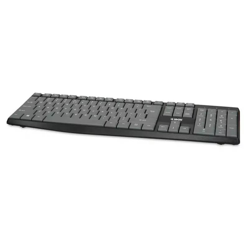 Laidinė USB klaviatūra IBOX Eris IKC2010G — pilno dydžio 105 klavišai, USB, pilka/juoda, atspari vandeniui, 1,8 m laidas